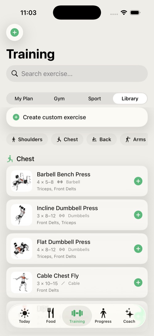 The exercise library.