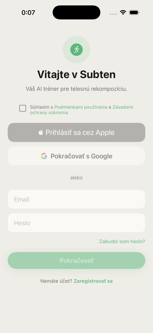 Prihlasovacia obrazovka so všetkými tromi spôsobmi.